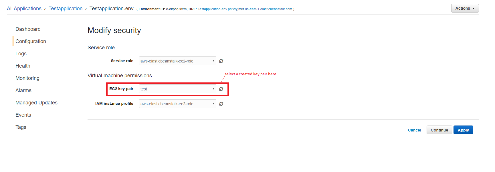 add key to EB add key to EB